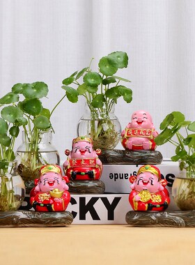 招财摆件家c用财神水培绿萝花瓶花器客厅酒柜玄关办公商场桌面摆