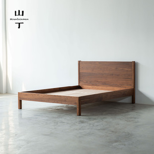 山丁 平直床 原创m日式纯实木床主卧简约北欧黑胡桃樱桃白蜡FAS级