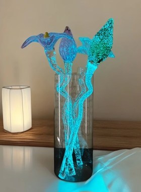 淄博非遗手工琉璃夜光百合百年好合合合生T金送礼家居摆