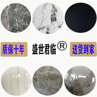 大圆桌玻璃转盘餐馆家用大理石亮光岩板饭桌转盘方饭桌带底座定制