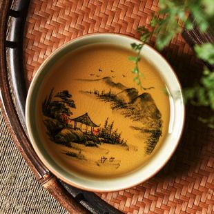 青花瓷手绘主人杯单杯高端复古开片个人功夫茶杯陶瓷茶盏品茗杯
