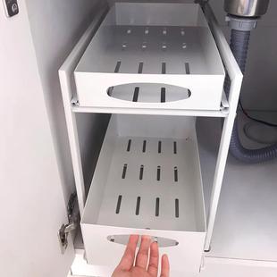 收纳架子橱柜内分层架 厨房下水槽置物架碗碟拉篮水池下多层抽拉式