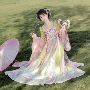 汉唐华韵原创汉服女【桃溪蝶语】唐制齐胸汉元素重工刺绣春夏日常