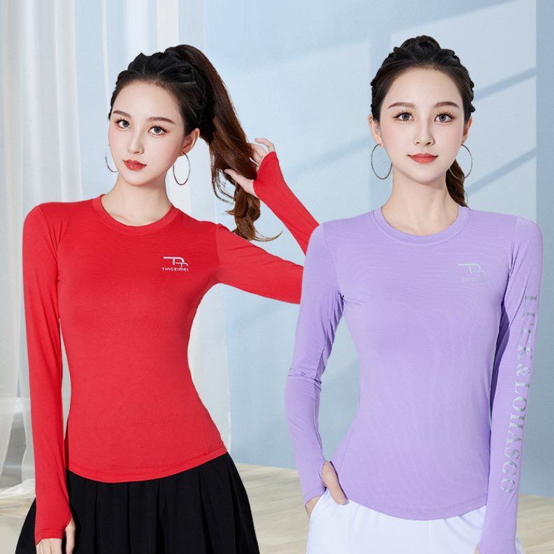 速干长袖新款上衣网红运动跳舞衣服健身运动女中老年广场舞服装女