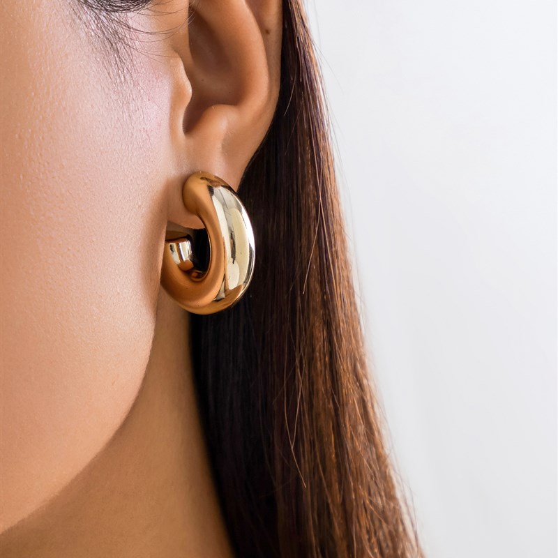 2对一套 简约粗款mC形耳钉女 欧美时髦个性网红气质耳饰品酷潮人