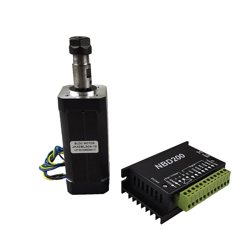 104W高速无刷主轴电机 雕刻机DC主轴PWM和模拟AIN调速输入DC 24V