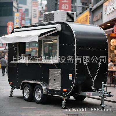 流动小吃车不锈钢镜面餐车售货亭吧时尚咖啡店ice cream trailer