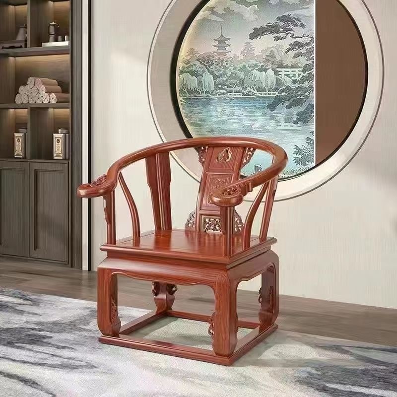 实木椅子皇宫椅圈椅太师椅中式围椅茶几新中式红木三件套高端雕花
