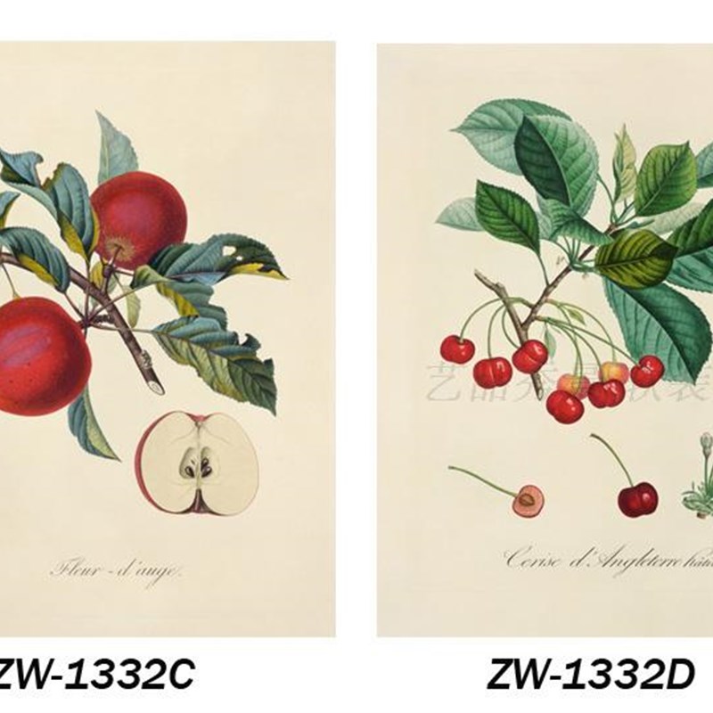 简约植物苹果花北欧装饰画无框画画心小清新美式12色微喷画布定制图片