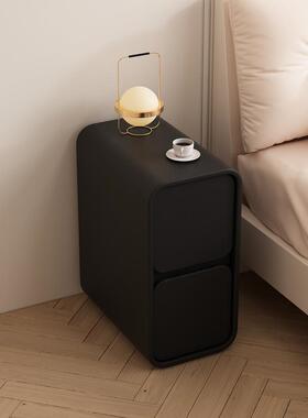 黑色实木床头柜简约现代皮质超窄夹缝床边柜小型迷你20cm收纳柜25