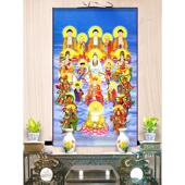 全足佛挂画99.9厘米三足寺像全佛画十二宫佛像寺客厅绢卷装 饰画