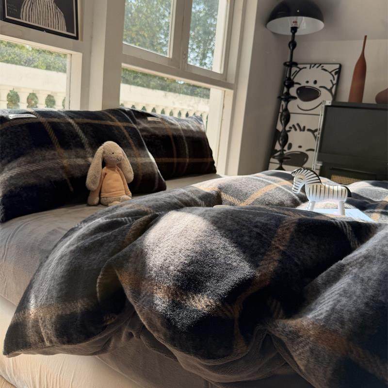 北欧风冬季加厚保暖A版仿羊绒B版牛奶绒雅致灰四件套珊瑚绒1.5m米,床上用品,床品套件/四件套/多件套,淘宝优惠券,粉丝福利购,淘宝优惠卷