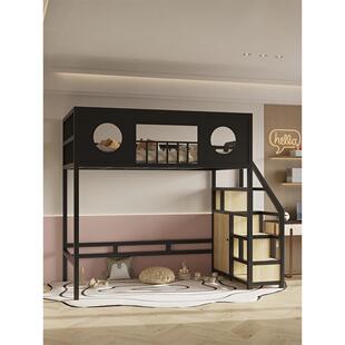 省空间简约铁艺高架床上床下空双人铁架儿童公寓小户型多功能定制