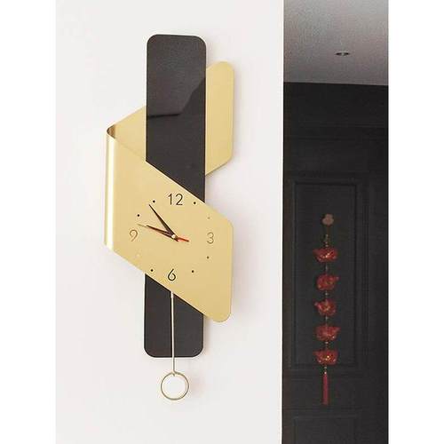 现代简约轻奢沙发背景玄关客厅餐厅过道带钟摆静音挂钟挂表