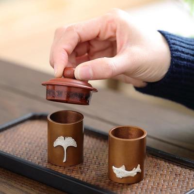 好茗天 紫铜盖置 盖碗托架茶席茶道盖置镶银紫砂壶壶盖托茶具配件