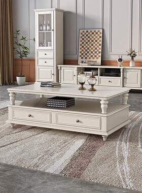 fc小户型奶油风白色实木电视柜村风原木简美乡全美式2米客厅家具