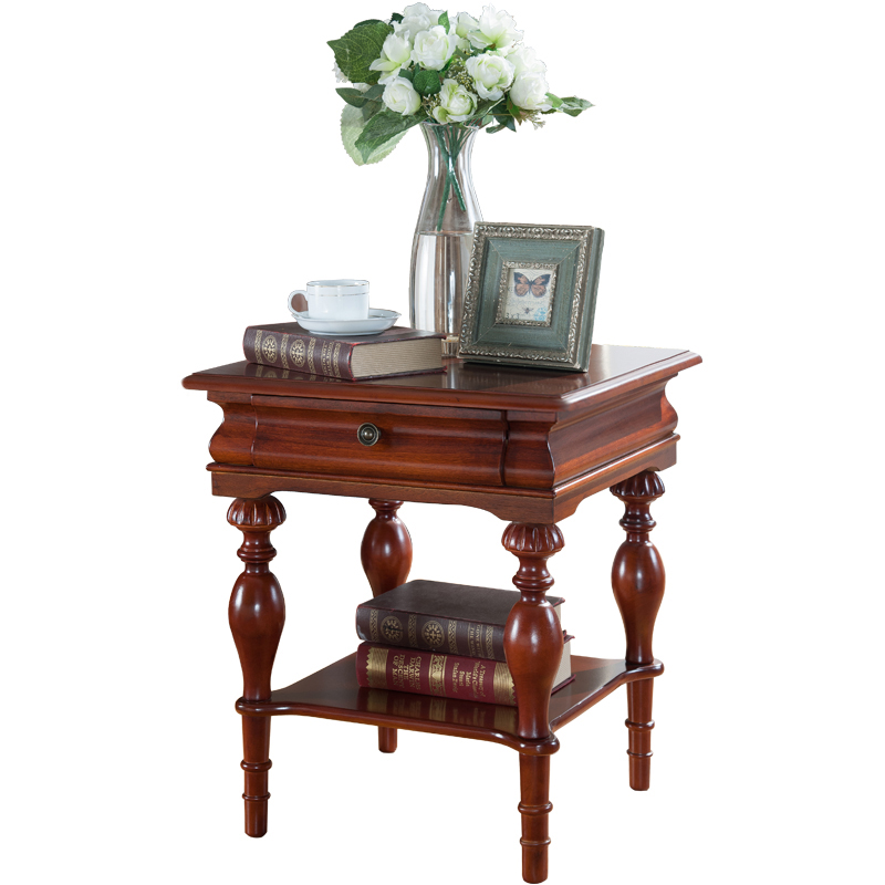 美式实木沙发边几欧式角几床头柜小桌子置物架边桌茶几花几小方桌
