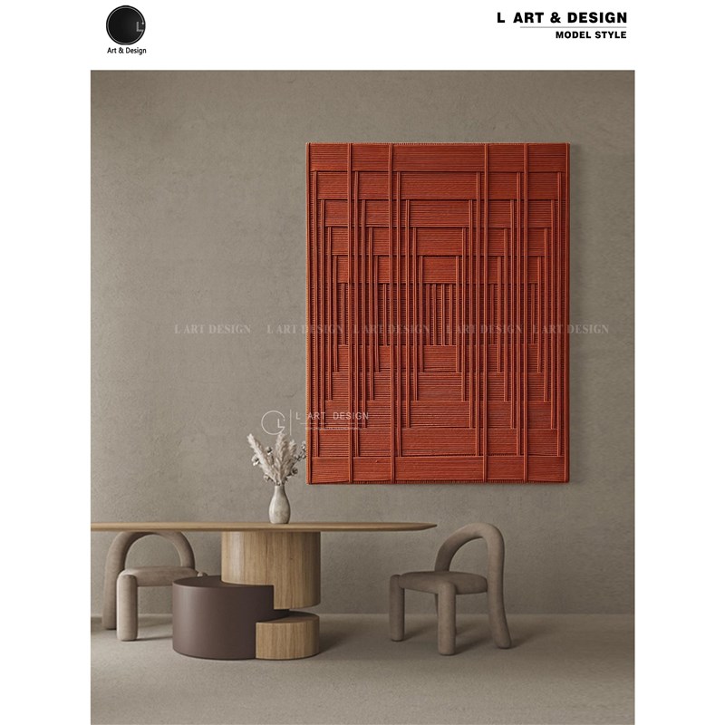 编LART现代侘寂手工织抽象厅玄关板客间售楼处装样饰画电表箱挂画