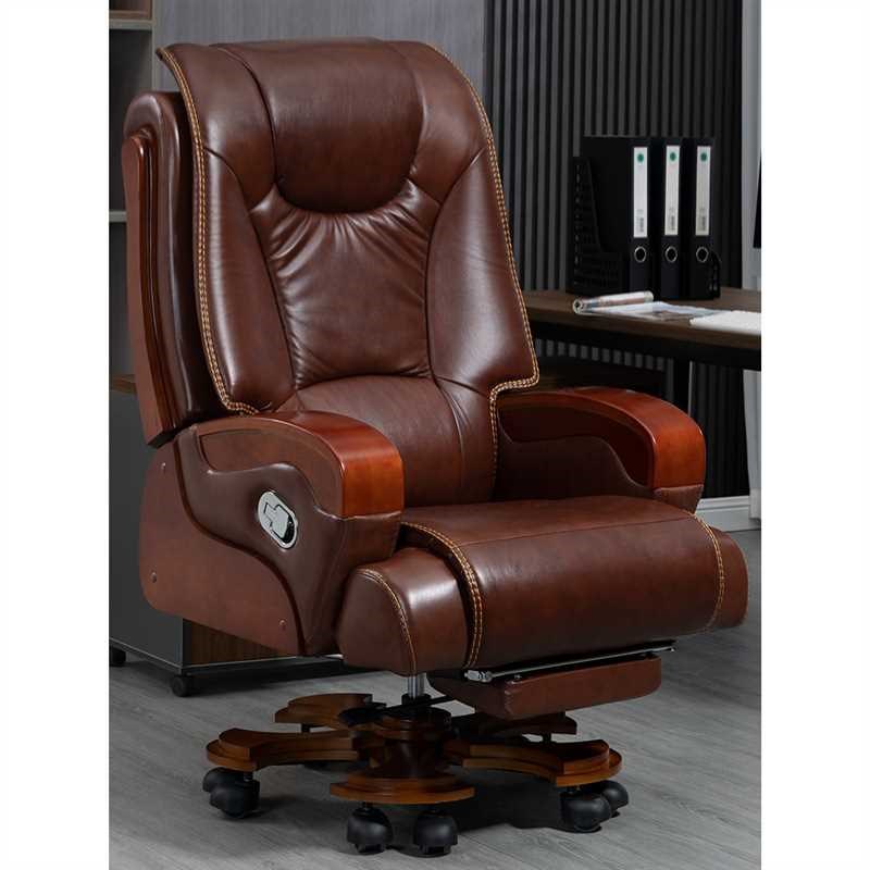 实木老板椅办公室家用电脑椅子可躺商务总裁椅舒适久坐大班椅