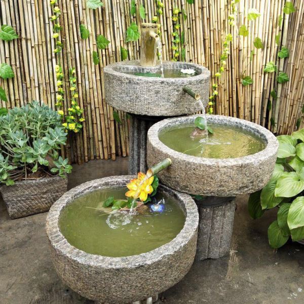 老旧石槽鱼缸石头鱼池水缸养鱼花盆户外庭院青石景观流水摆件