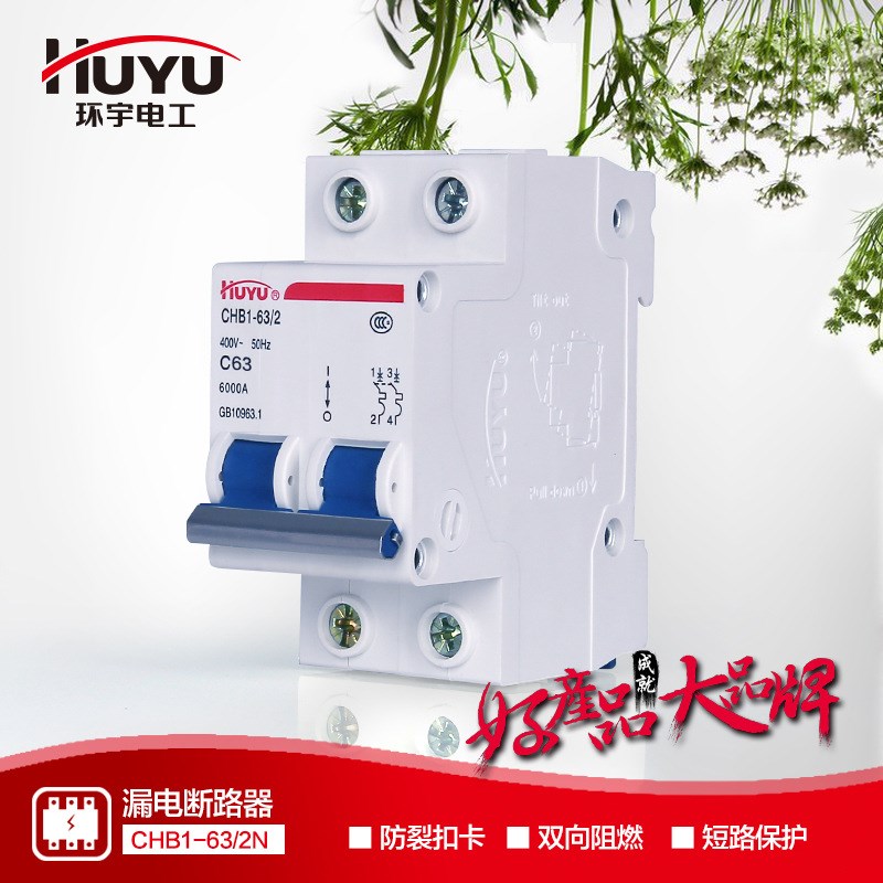 环宇小型断路器 家用空开CHB1632P63A 空气开关C63断路器保护器