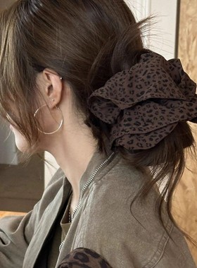 韩系复古时髦豹纹大肠发圈女高级感时尚洋气扎丸子头绳慵懒风发饰