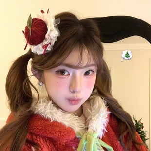 甜心教主~平安夜苹果蕾丝蛋糕发夹鸭嘴夹新年发饰女圣诞节氛围感