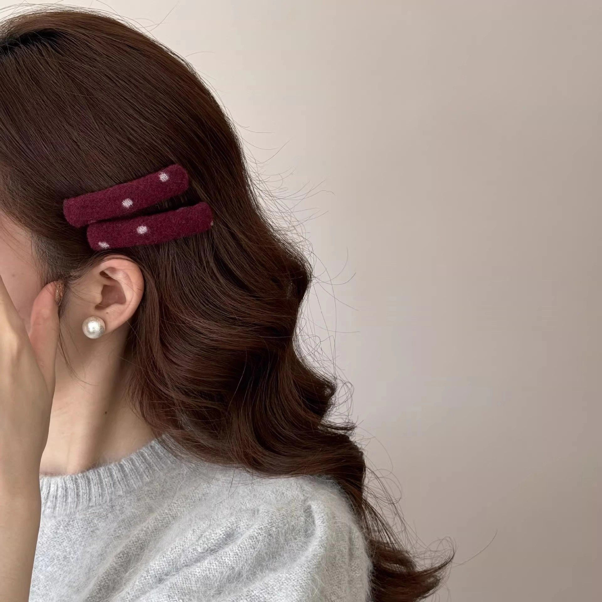 韩系毛呢秋冬波点发夹女边夹侧边刘海夹新年氛围感bb夹子发卡发饰,饰品/流行首饰/时尚饰品新,发饰,淘宝优惠券,粉丝福利购,淘宝优惠卷