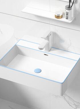 蓝色边方形洗脸盆陶瓷小号壁挂盆洗手盆挂墙式水池水盆洗漱面盆