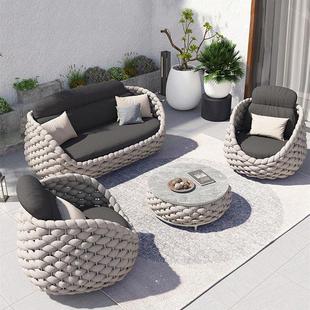 北欧户外编绳沙发别墅庭院酒店公寓民宿样品屋展示中心休闲 区外