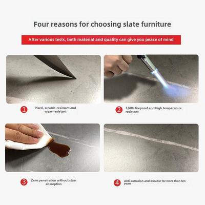 明亮的石板餐桌和椅子组合现代简单的餐桌长方形意大利轻奢家小公