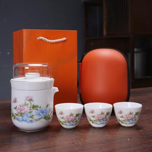 迷你功夫家用办公室高端礼盒装 羊脂玉瓷便携旅行茶具套装 茶道配件