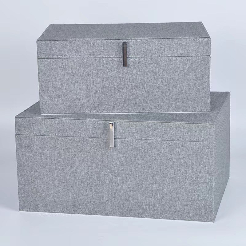 样板房皮质收纳盒现代轻奢家用收纳箱衣帽间桌面衣柜木质收纳箱子