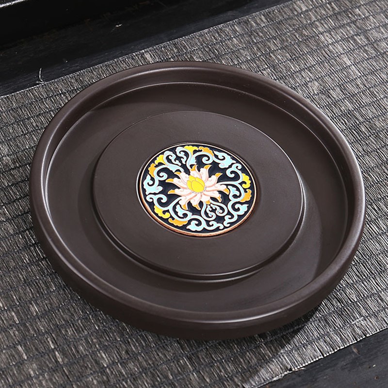 56PC电木壶承 紫砂壶托底座养壶垫茶盘隔热垫圆形壶托壶架 黑