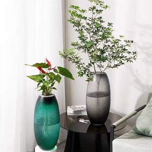 特大号简约轻奢玻璃花瓶水养龙柳富贵竹马醉木客厅卧室落地装饰品