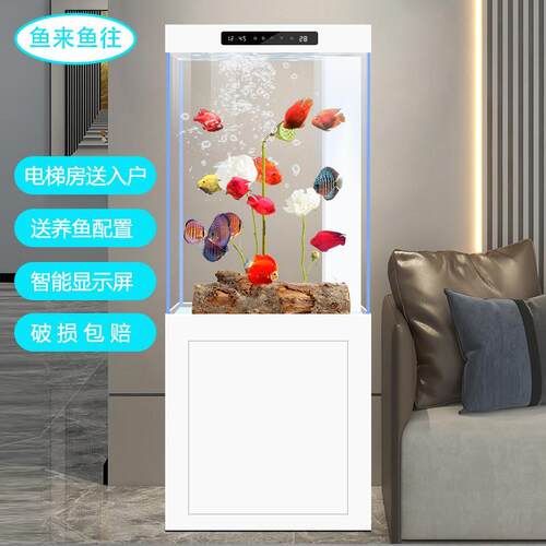 鱼缸小型客厅2025新款超白玻璃生态底滤轻奢懒人落地智能家用鱼缸