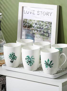 陶瓷家用杯子水杯套装家庭客厅招待客人的喝水茶杯一套高颜值杯具