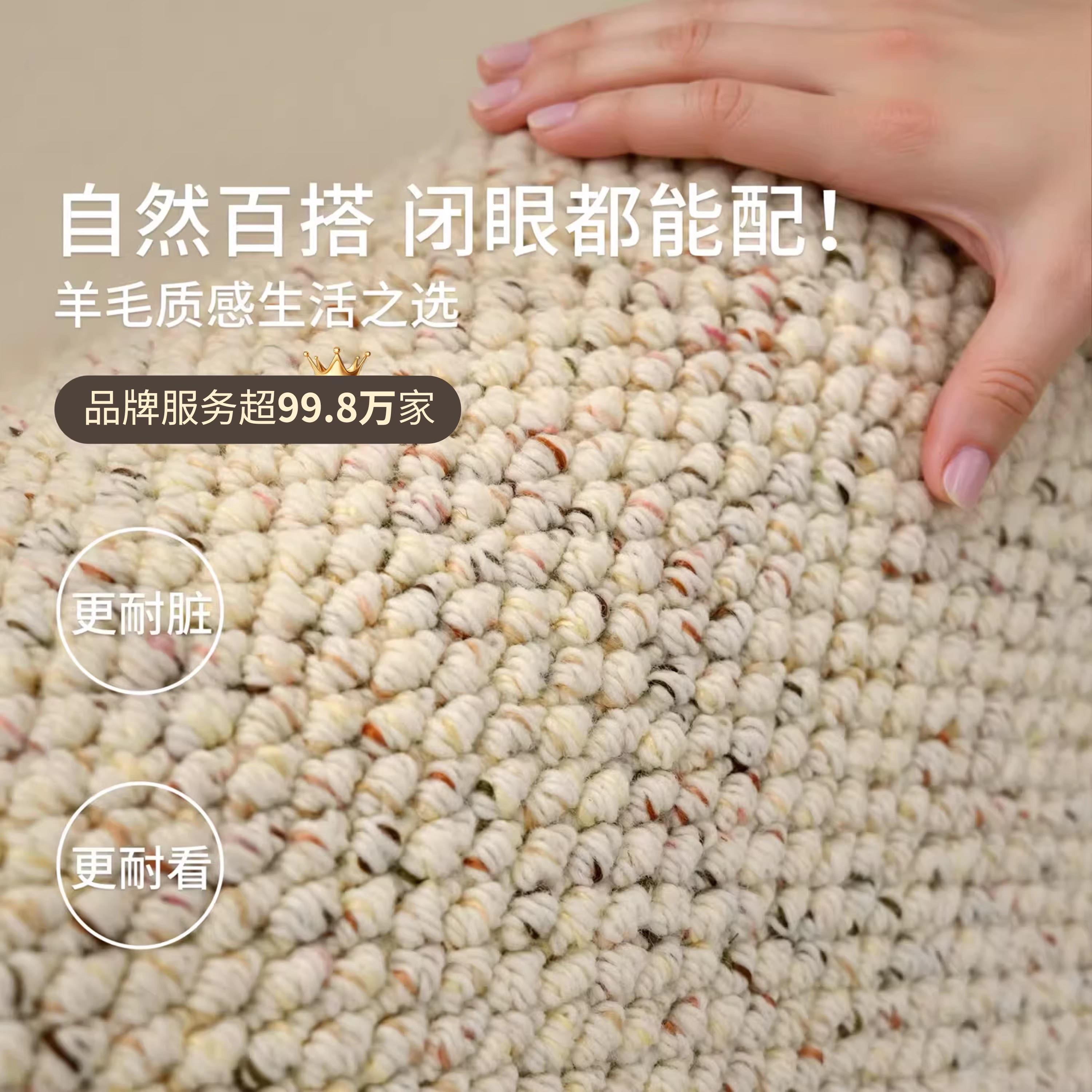 彩纱羊毛地毯现代简约百搭轻奢素编织卧室床边毯高级感客厅沙发毯
