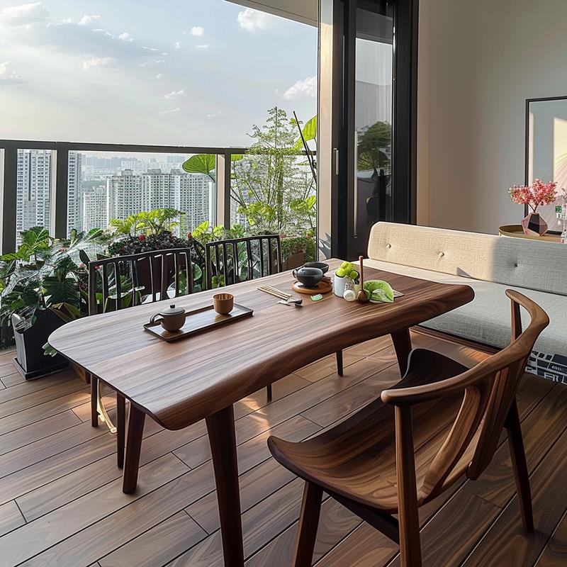 现代实木黑胡桃白蜡木茶桌椅沙发组合新中式茶台办公室酒店民宿