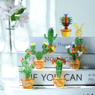 淄博琉璃仿真多肉植物盆栽桌面摆件仙人掌治愈装饰品书桌摆设礼物