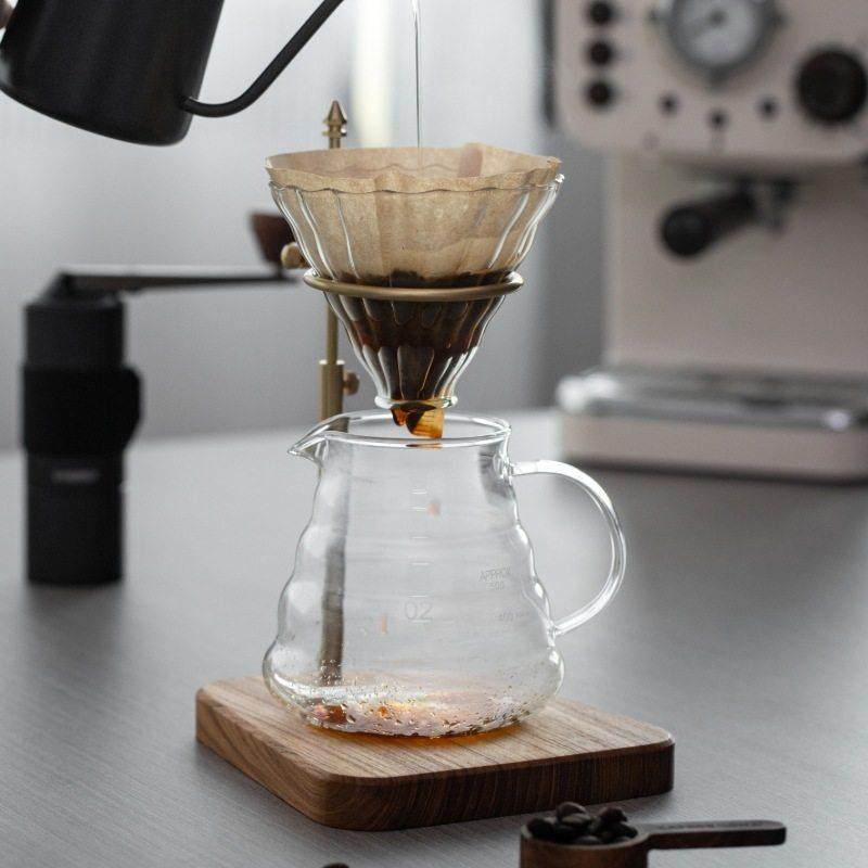 实木黄铜手冲咖啡支架V60滤杯架胡桃木底座可调节滴漏式过滤架子