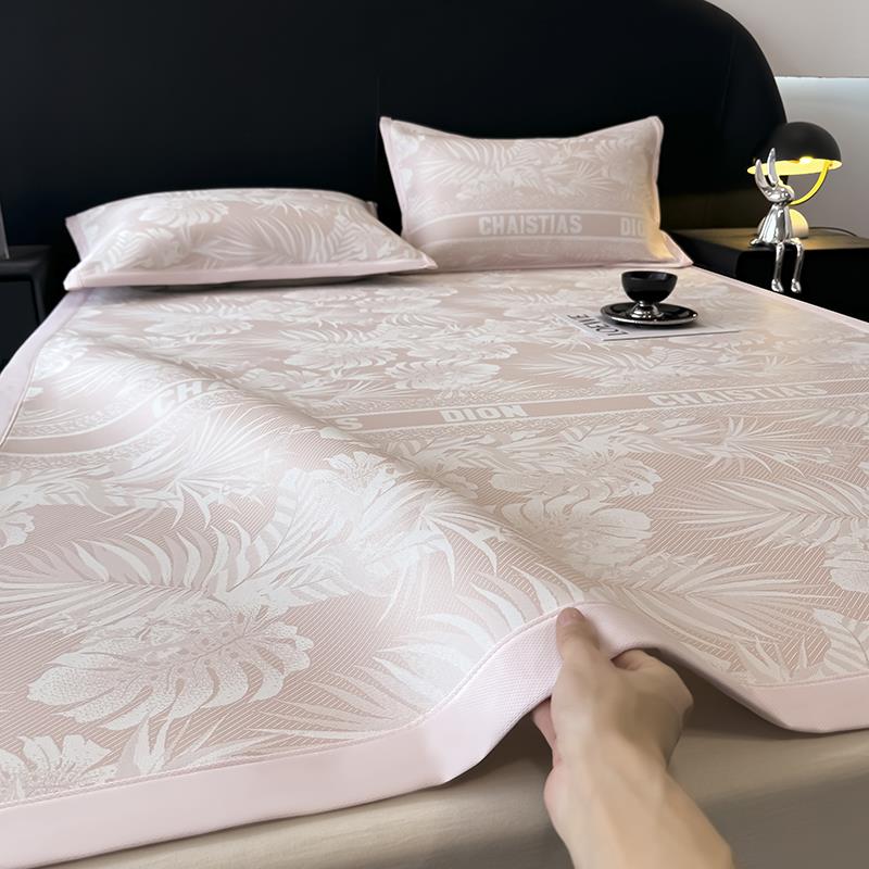 夏季高端冰丝凉席三件套夏天2025新款空调凉席子草席藤席床单可机