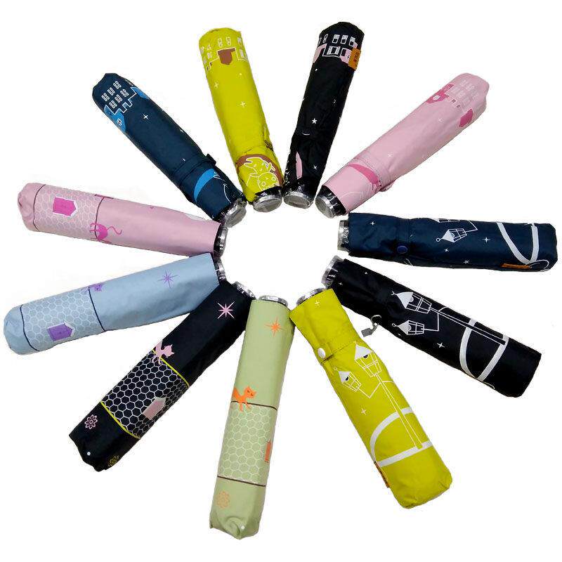 彩虹屋遮阳伞猫咪女晴雨两用黑胶防晒三折叠抗UV遮阳伞台湾伞