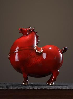 汉鸿 创意招财摆件唐马办公室客厅书房桌面装饰摆设品家居工艺礼