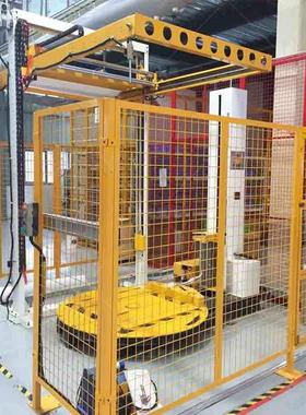 山东覆顶托盘缠绕机FLR1800FZ油漆罐自动包装线