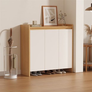 鞋柜多层ENF级实木生态板家用门口收纳柜一体靠墙大容量储物柜