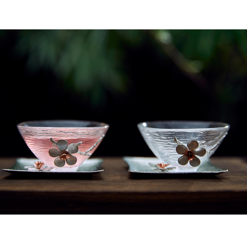 美娘鱼 小酒碗酒具桃花杯斗笠杯满2件包邮茶杯品茗杯粉色耐热茶具