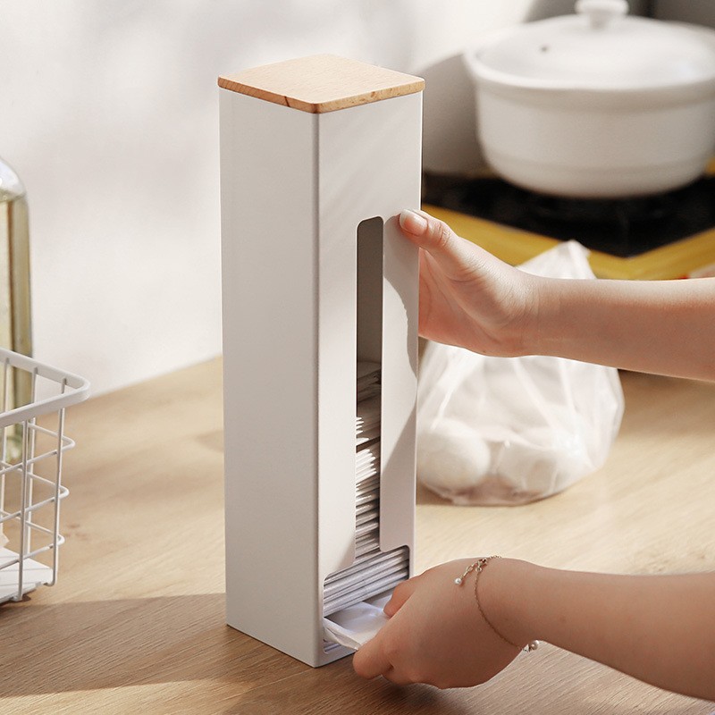 厨房垃圾袋收纳盒壁挂式塑料袋收集储物盒抽取式铁艺整理盒免打孔