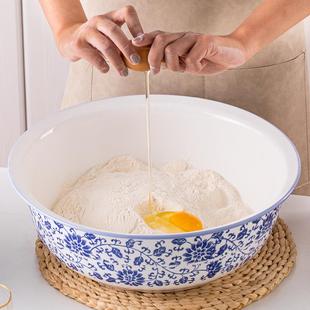 揉面盆青花超大号厨房洗菜盆 和面盆家用陶瓷加厚大盆不粘面中式