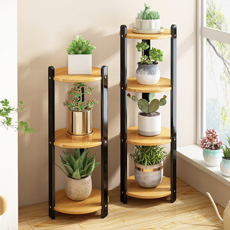 花架子客厅落地式阳台置物多肉盆栽架家用花盆创意实木托架室内小